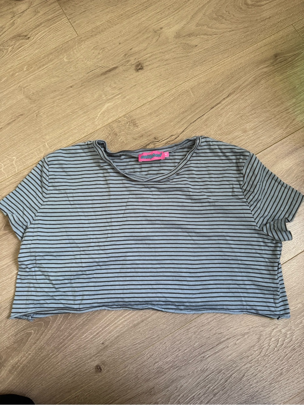 Edikted blue and Black Striped Crop Top